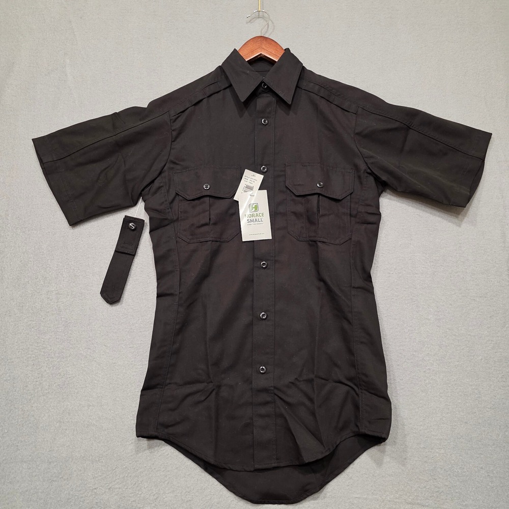 HORACE Extra Small HS1503 Mens SENTRY‎ BLACK SHORT SLEEVE SHIRT